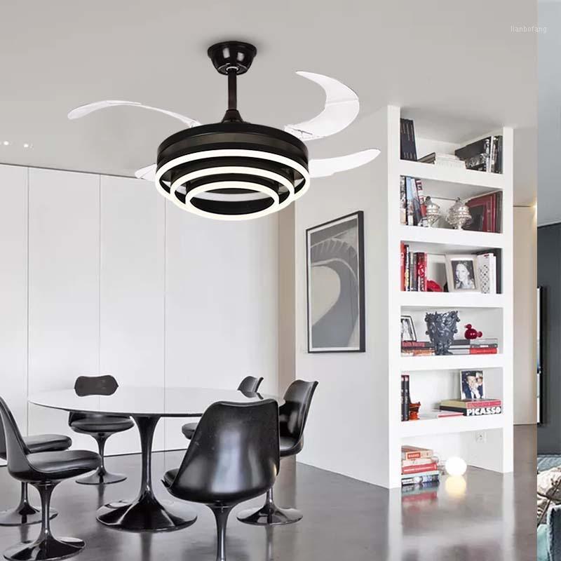

Invisible fan lamp Nordic restaurant ceiling fan lamp household black simple living room lighting1