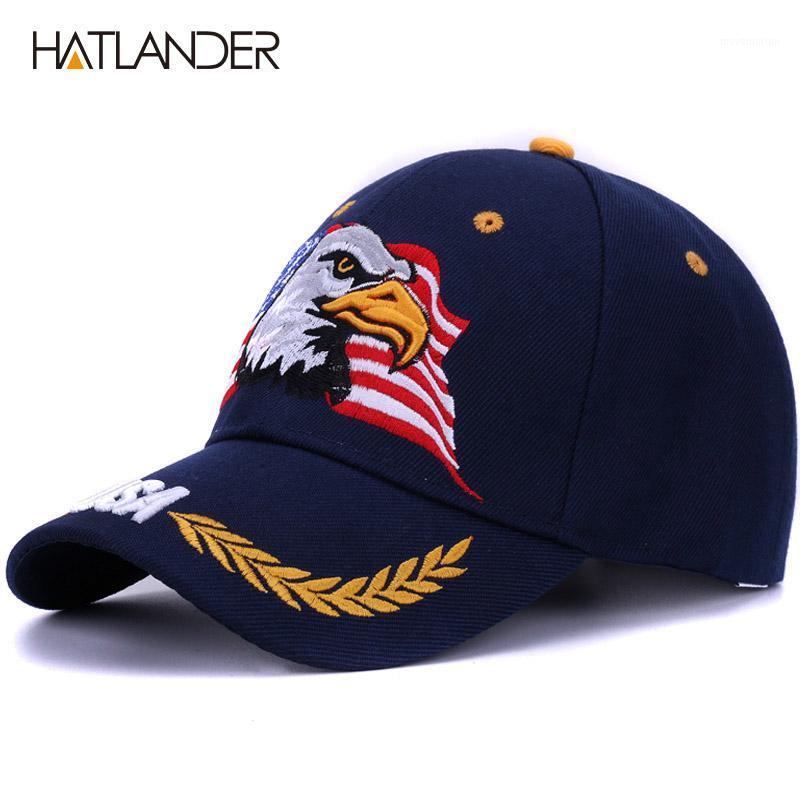 

[HATLANDER]2020 Spring summer baseball caps for men outdoor sun hat women embroidery Eagle USA sports hats curved casquette cap1, Black