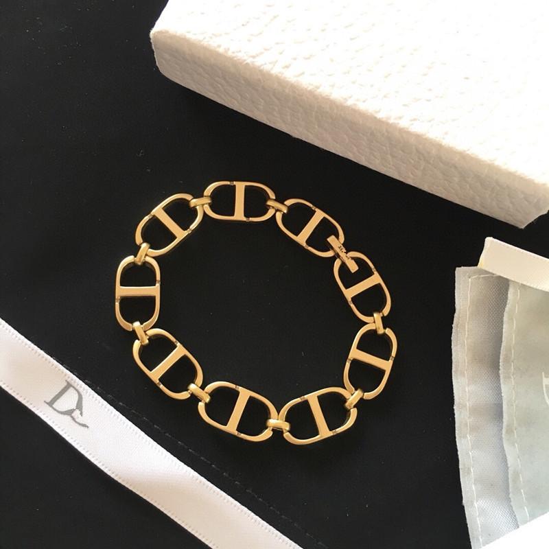 D home CD letters interlocking gold plated bracelet women's ornaments High version-image-730103655