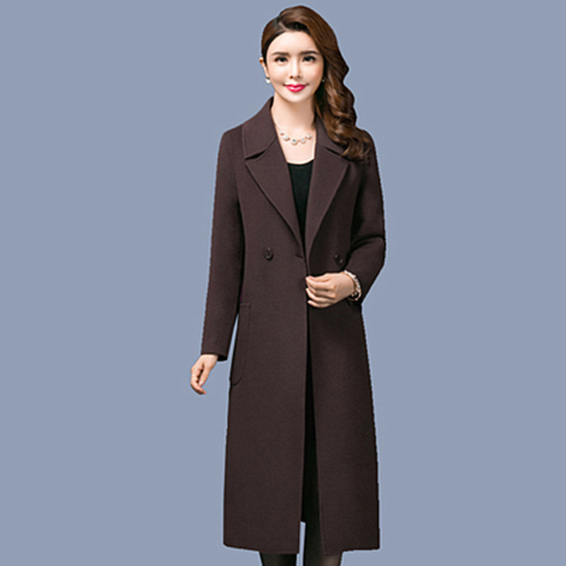 

Wool Fall Winter Coat Women's Thick New Big Size Along Their Knee Women Long Leather Section Non-cashmere Double Age Fine Jpt0 20UM, Photo color