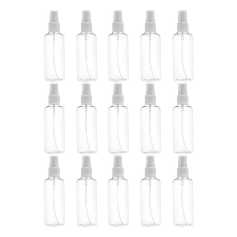 

15Pcs 100Ml Clear Plastic Empty Spray Bottles Refill Mist Pump Portable Travel Reuse