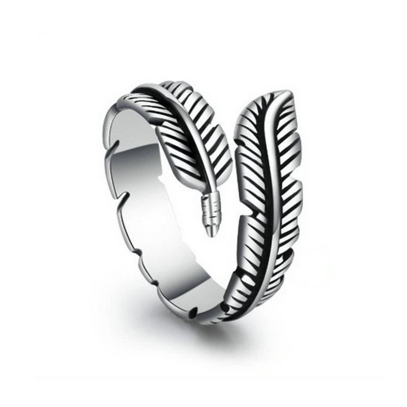

River Charm Women Ring Retro Feather Vintage Design Adjustable Girl Rings Fashion Jewelry Birthday Party Gifts
