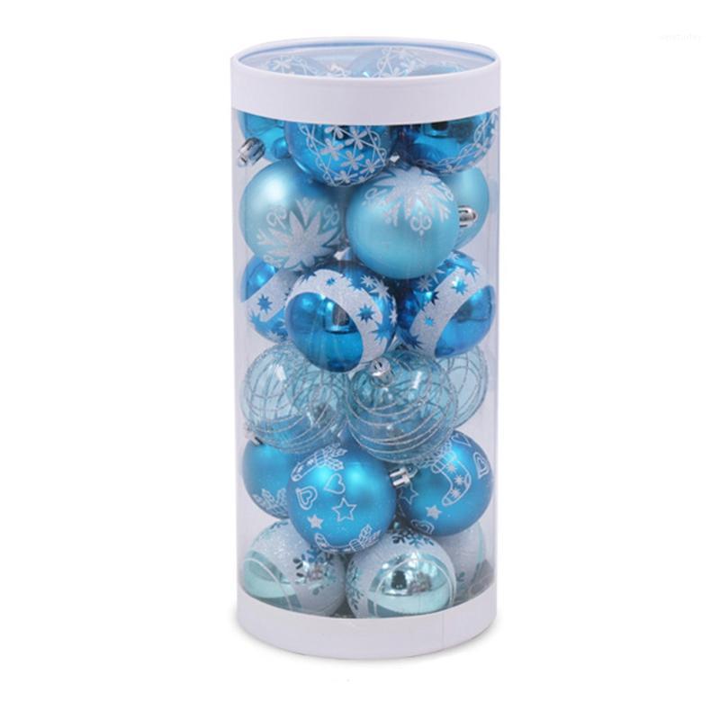 

24Pcs 6cm Blue Drawing Christmas Balls Christmas Tree Hanging Ball Decor Tree Ball Ornaments for Xmas Party Supplies Decor1