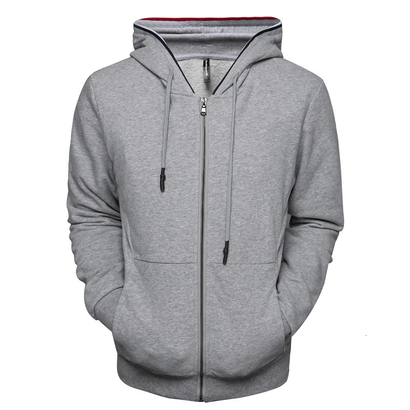 

2021 New Spring Zipper Cardigan Hoodies Soft Cotton Feel Solid Brown Thin Male Hoodied Fit Gegf, Gray