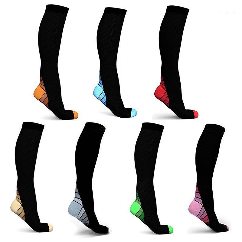 

Men Women Compression Socks Nylon Colorful Heel Long Knee High Athletic Fit Stockings for Sports Felief of Varicose Veins1, Orange