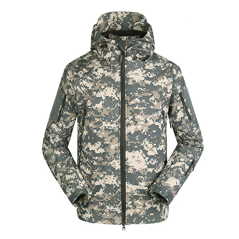 

Outdoor Camouflage Jacket Soft Shell Clothing Men' Winter Mountaineering Wear Windbreaker Custom Logo Zip Up Hoodie Fashion, Black
