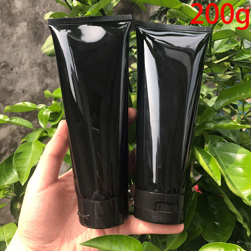 2020 200g Black Squeeze Tube 200ml Facial Cleaner Container Body Lotion