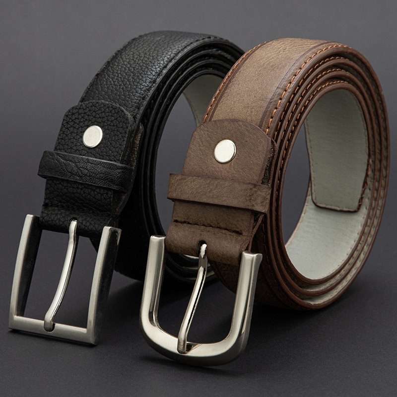 

hTeJd fashion men's casual belt business versatile pin Leather imitation leather men's casual fashion business versatile Pin belt, Black;brown