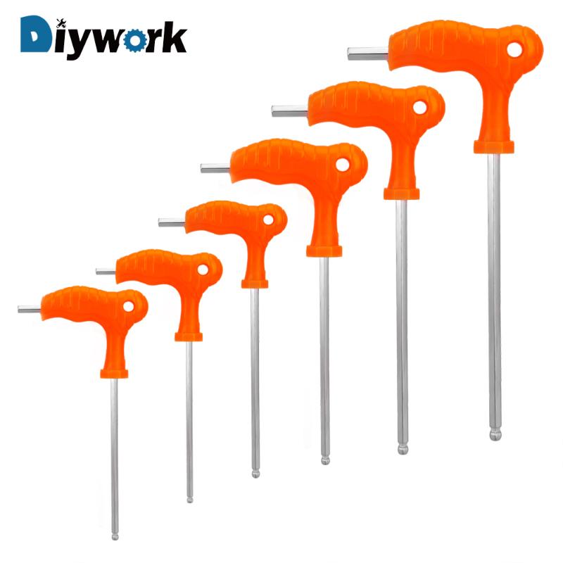 

DIYWORK Hexagon Wrench Allen Hex Key Wrench T Handle 2.5mm 3mm 4mm 5mm 6mm 8mm Hand Tool Spanner Inner High-carbon Steel