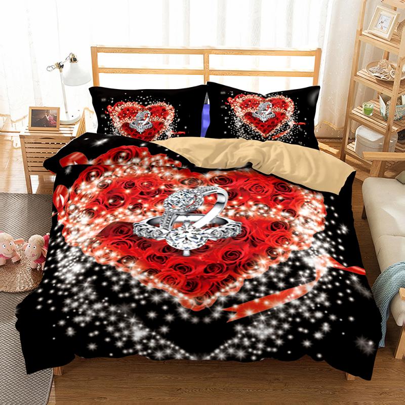 

Flower Rose Bedding Set Bedroom Decor Girls Women Gifts Duvet Comforter Cover Quilt Cover 2/3 Pieces Bedspread Pillowcases, 06