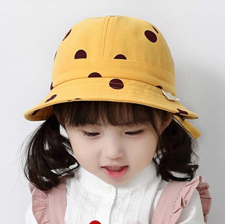 

Children Fisherman Cap Of Autumn 1-3 Year 4 Baby Hats Sunshade Sunscreen Wave Point Small Yellow Hat Male Girl Baby Basin Cap
