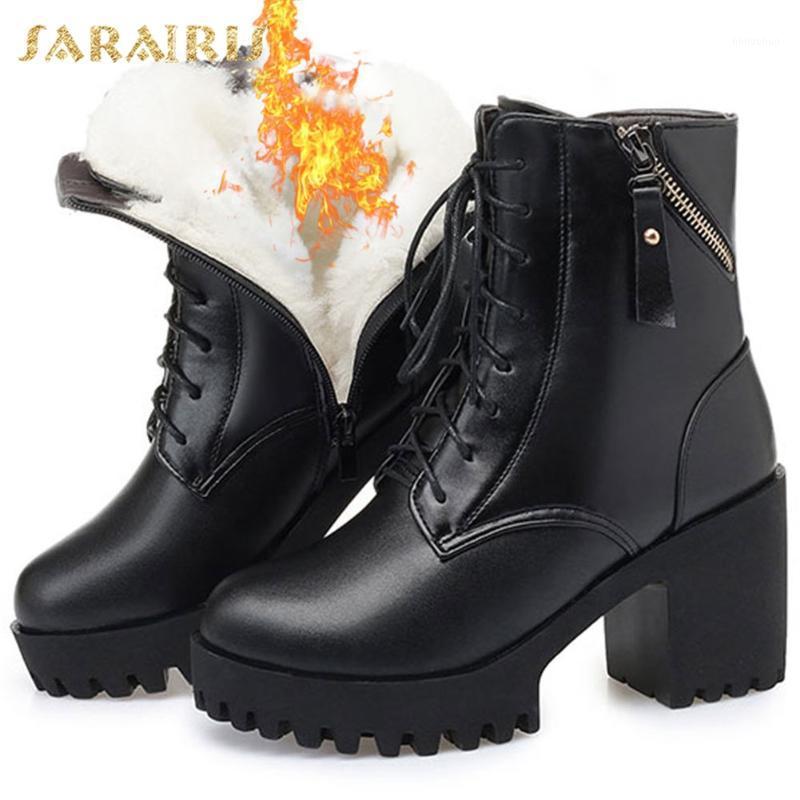 

Brand Big Size 43 Fashion Genuine Leather Winter Warm Fur Wool Plush Snow Boots Female Shoes Women Cow Skin Ankle Boots1, Black fur