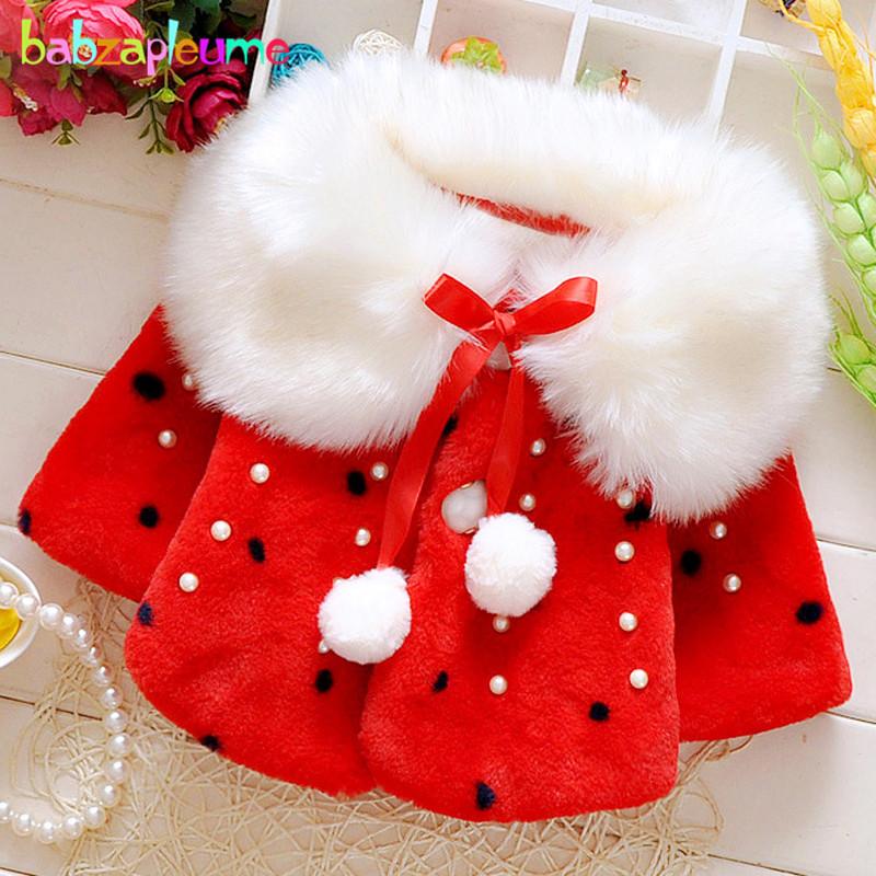 

babzapleume 1-3Years/autumn winter baby girls jackets warm infant outerwear kids fur princess cute coat children clothing BC1531, Ivory