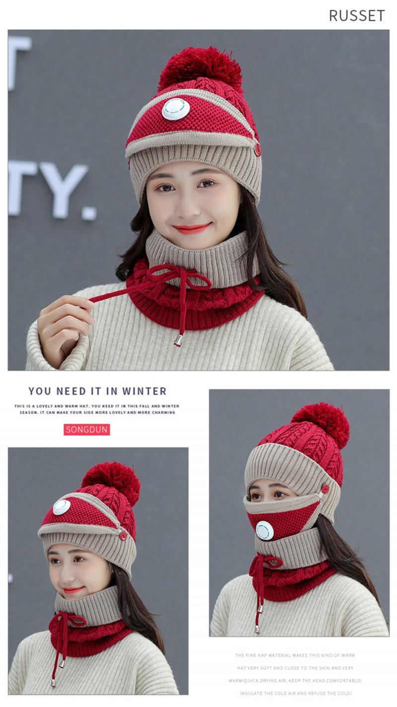 

Beanie/Skull Caps 2021 Women's Winter Woolen Hats And Velvet Thick Windproof Cold-proof Earmuffs Warm Knitted Fleece, 05