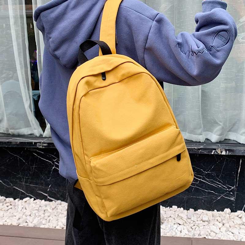 

HOCODO Women's Backpack Fashion Casual Classics Backpack Canvas Solid Color Female Shoulder Bag Student Cute School Bag Mochilas, Black