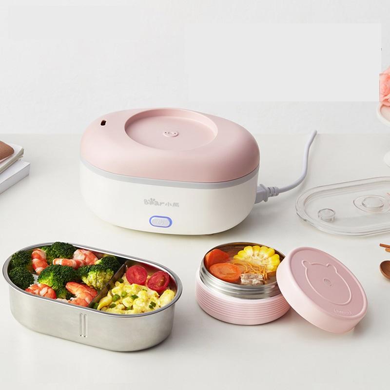 

220V Electric Rice Cooker Multi Electric Lunch Heating Box Portable Mini Hot Pot With 2 Stainless Steel Inner EU/AU/UK/US Plug1