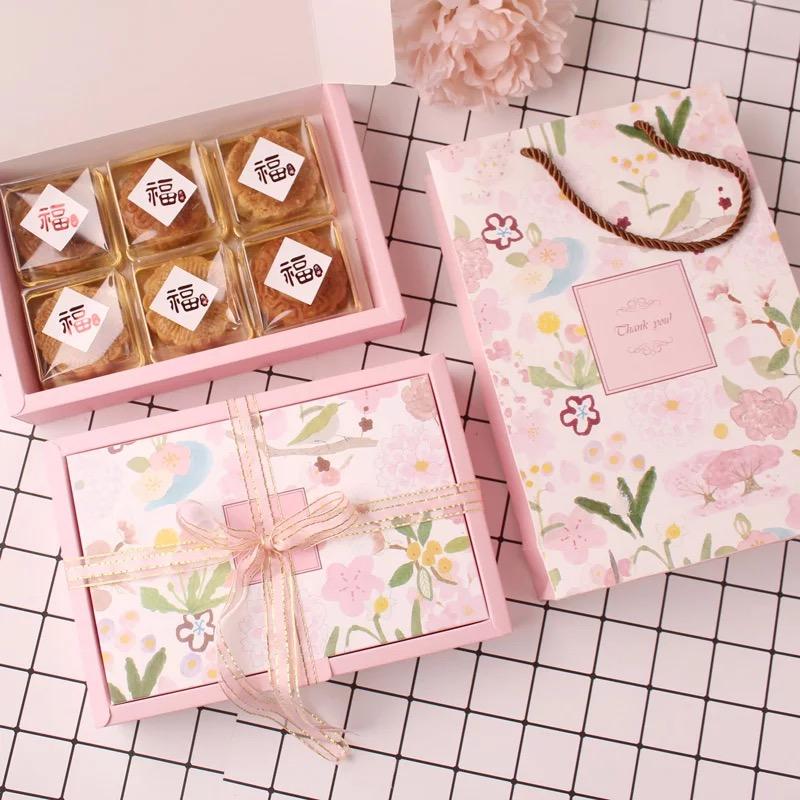 

10pcs/lot Flowers gift box packaging wedding favor paper cake box cookies candy handmade cupcake birthday party present boxes