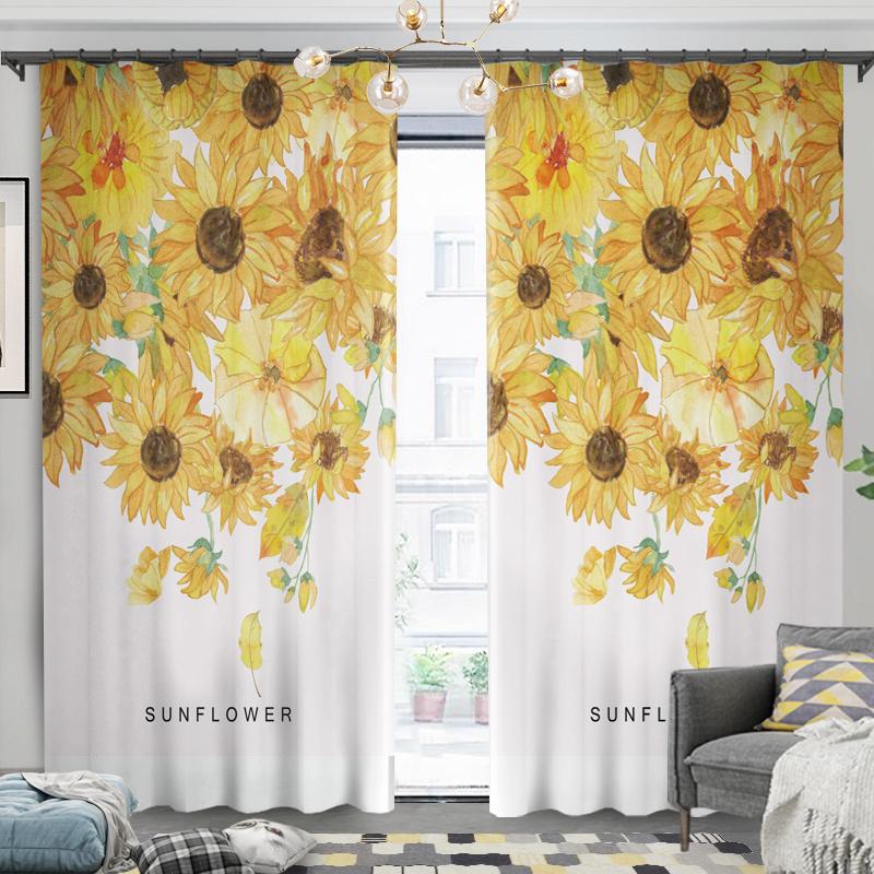 

Luxury Europe Simple Sunflowers Bedroom Curtains Fresh Curtains For Living Room French Curtain Home Decor, Tulle
