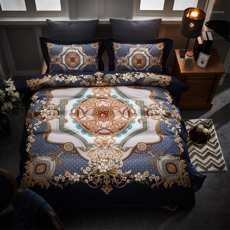 

J3 JPc Egyptian Cotton Bohemia style King Queen size Beddings set Bed sheet set Bedcover European Duvet Bed cover Pillowcase1, Bed set 2