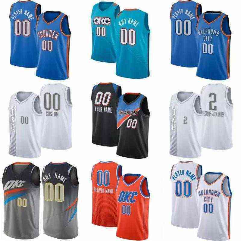 

OKC Thunders Custom Shai 2 Gilgeous-Alexander Basketball Jerseys 3 Josh Giddey City 7 Darius Bazley 5 Luguentz Dort Russell 0 Westbrook, Colour 8