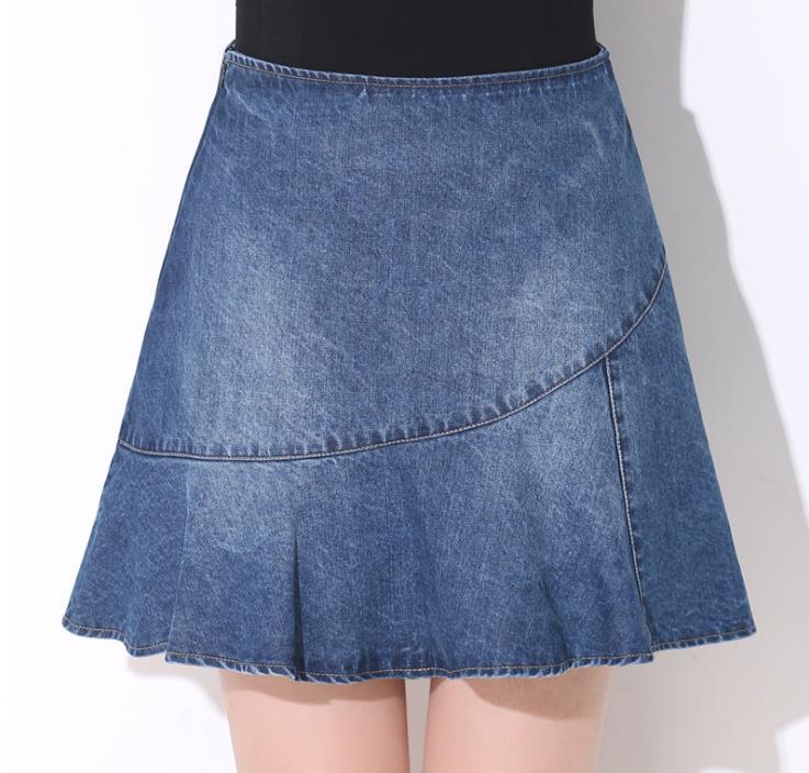 

Fashionable Female Jeans Was Thin Ruffles Waist Skirt Word 4ucq, Blue