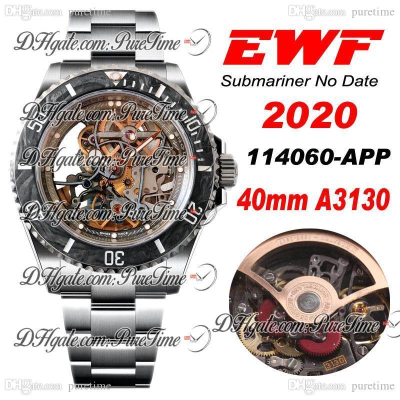 

EWF Andrea Pirlo Project Skeleton Sub SA3130 Automatic Mens Watch Black Carbon Fiber Bezel Best Edition 904L Steel Bracelet PTRX Puretime, Multi-color