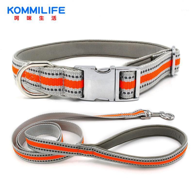 

Reflective Nylon Dog Collar and Leash Set Adjustable Soft Padding Puppy Collar Small Medium Large Dog Tracking Rope Leash1