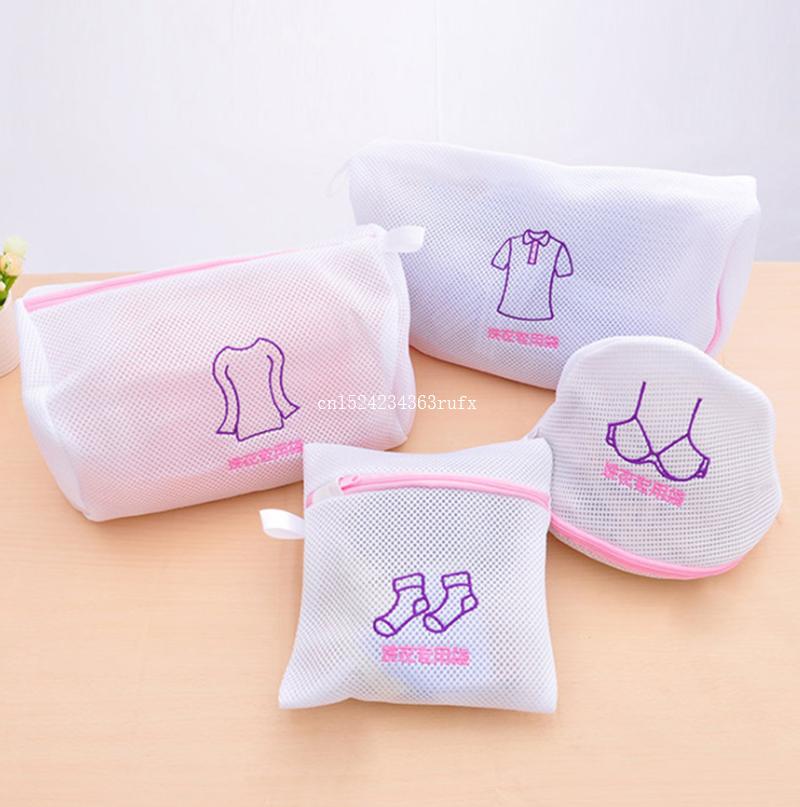 

100pcs Double Layer Zippered Mesh Laundry Bag Protecting Mesh Bag Laundry Basket Sock Underwear Washing Lingerie Wash Thickened