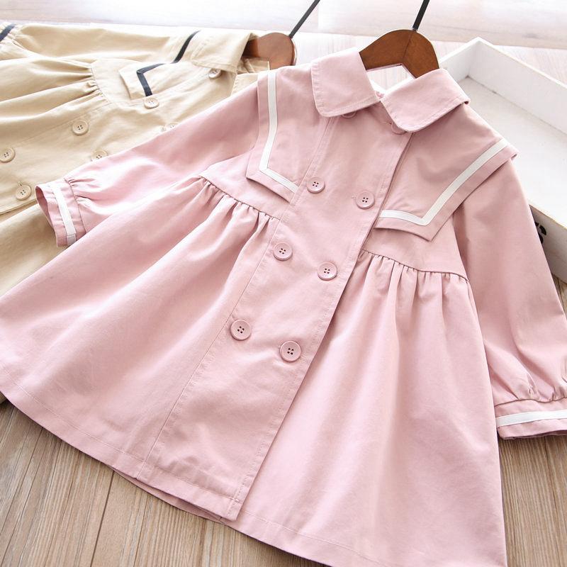 

Coat 2022spring Baby Girls Double Breasted Trench Wholesale, Blue;gray