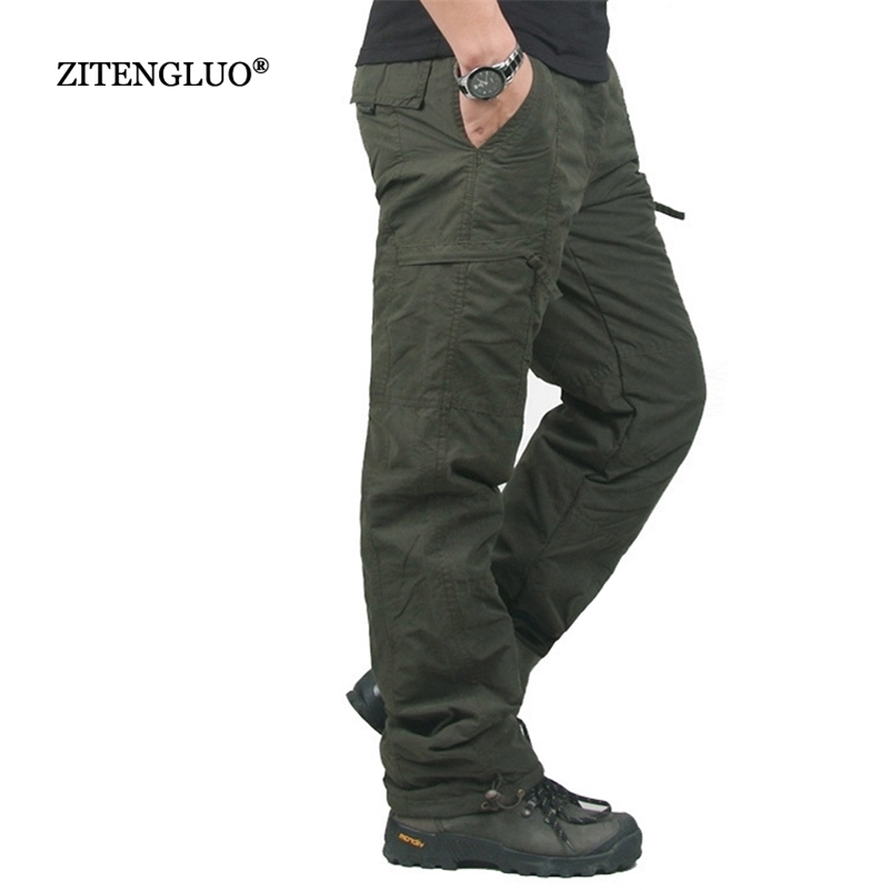 

Winter Double Layer Thick Men Cargo Pants Casual Warm Baggy Cotton Trousers For Men's Pants Male Military Camouflage Tactical 201110, White