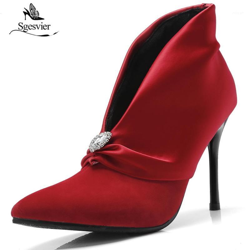 

Sgesvier Autumn Ankle Boots Women Sexy Thin Heel Shoes Fashion Pointed Toe High Heels For Ladies Party Wedding Shoes OX8241, Black