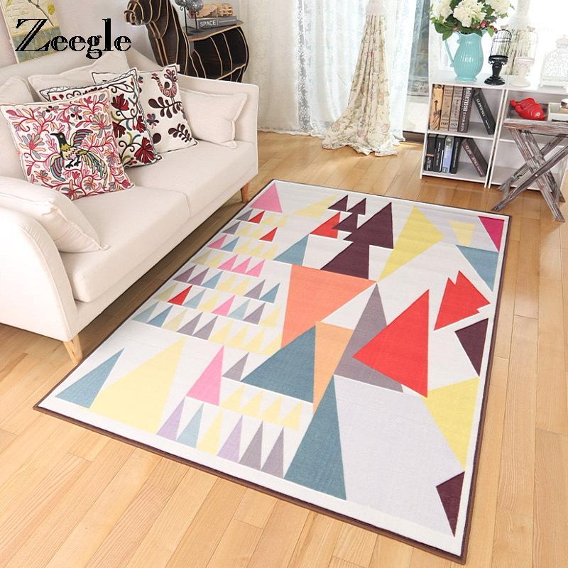 

Zeegle Nordic Style Carpets For Living Room Floor Mat Kitchen Carpets Coffee Table Area Rug Kids Mat Anti-Slip Jacquard Carpet1, Geometry 2