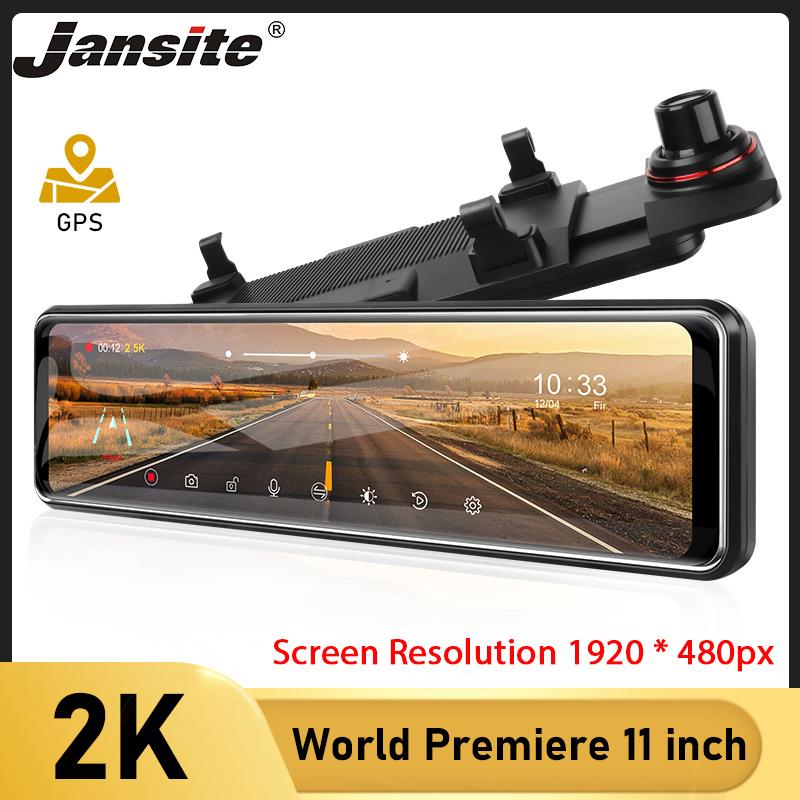 

Jansite Car Dvr 11 Inch 2K Touch Screen Video Recorder Auto Registrar Stream Mirror With RearView Camera night vision dash cam