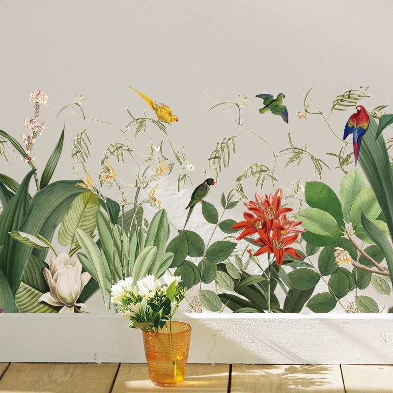 

Waterproof Green Grass Leaves Wall Stickers Living room Bedroom Bird DIY Wall Decals Baseboard Removble Murals Home Decor