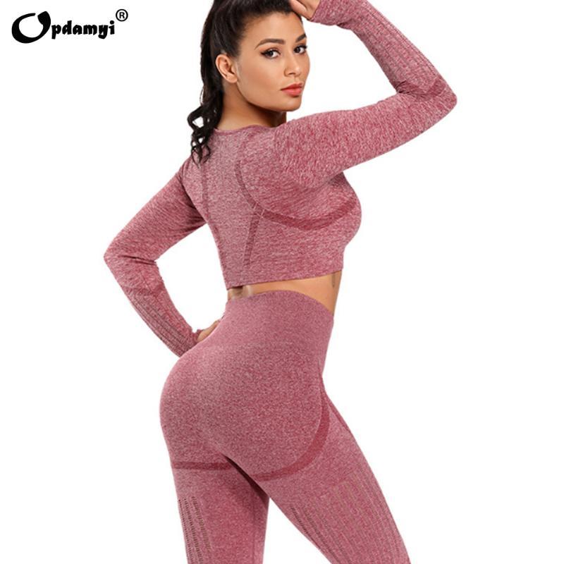 

Women Seamless Yoga set Fitness Sports 2 Piece GYM Clothes Yoga Long Sleeve Shirts High Waist Running Leggings Workout Pants, Black