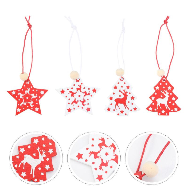 

1 set Christmas Pendant Funny Creative Lovely Xmas Pendant Wooden Box Set for Party