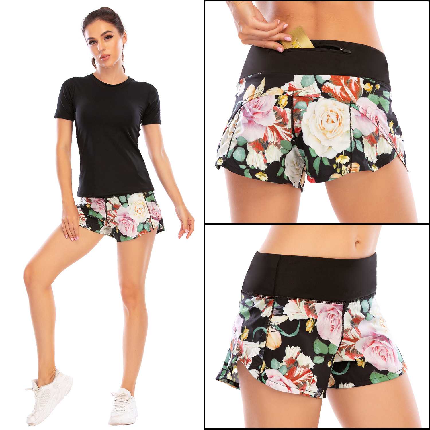 

Quick-Drying Fitness Anti-Exposure Lining Sports Running Training Zipper Fitness Yoga Shorts Female Australia Force 12020