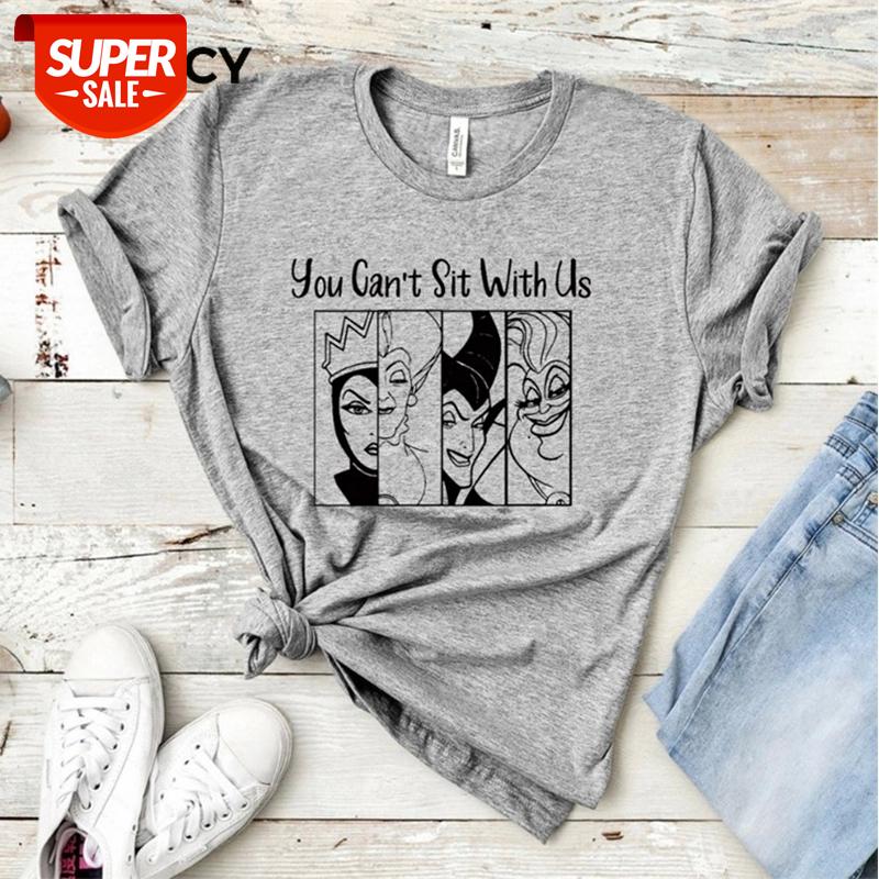 

JFUNCY Evil Queen Print Summer T-shirt Women Tshirt You Can't Sit with Us Letter Cotton Tshirt Harajuku Short Sleeve Tops Tee #wm87, White
