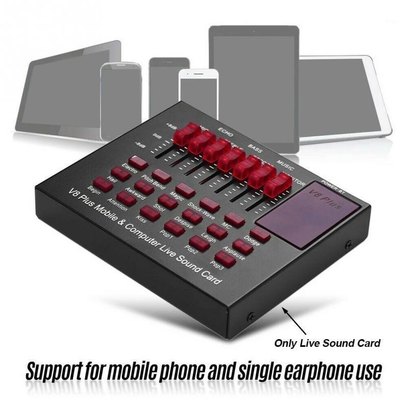 

V8 Plug KTV Stage Live Sound Card Broadcast Mixing Effect Singing Mobile Phone Computer PC External USB Dual Channel Microphone1