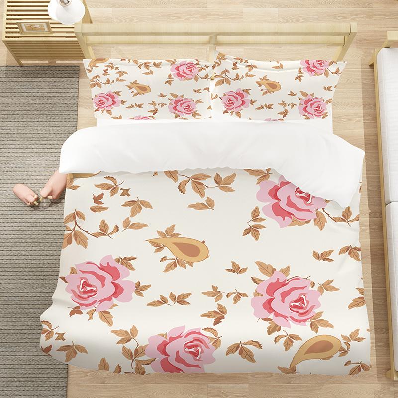 

3D Rose Quilt Cover Sets Custom Design White Comforther Cases Pillow Sham King Queen Single  Size Flower Beddings, Lz1