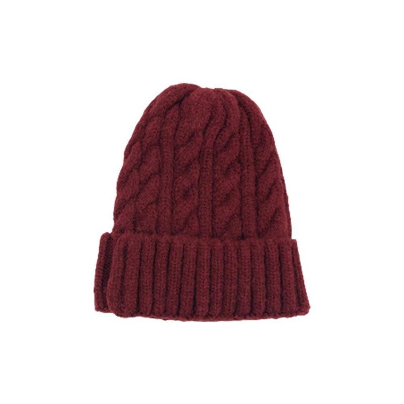 

Thick knit twisted pure color woolen hat X8D1
