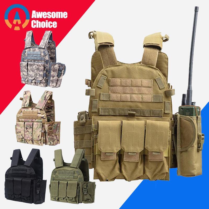 

Tactical Vest Molle 900D Nylon Body armor Hunting plate Carrier 094K M4 Pouch Combat Gear Multicam, Black