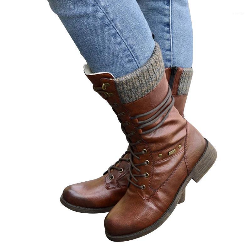 

Fashion Boots For Women Autumn Winter Warm Women's Waterproof Comfortable Shoes Boots Low Heel Lace-up Zapatos De Mujer1, Khaki