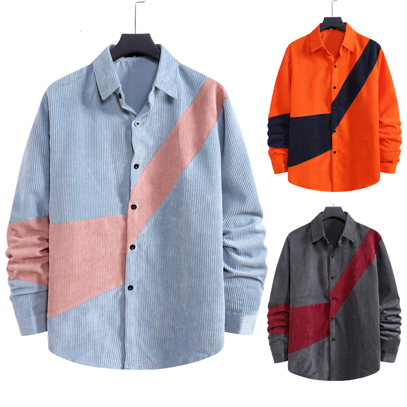 

2021 New Autumn/winter Warm Quality Corduroy Long Sleeved Button Collar Smart Casual Shirts for Men Comfortable Z40z, Gray