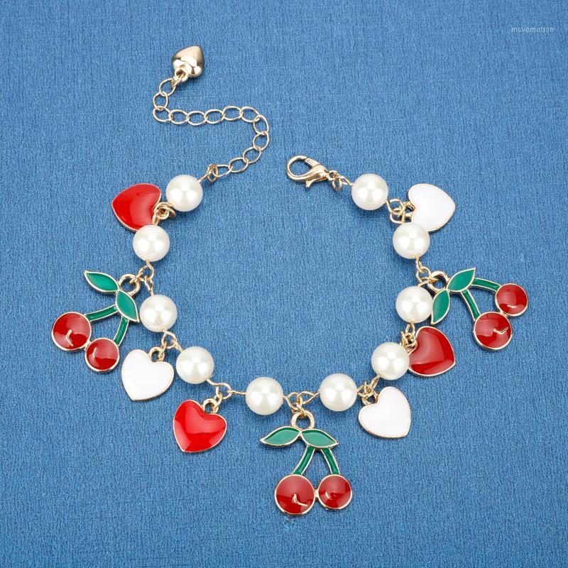 

Cartoon Charm Bracelet Red Cherry Heart Bead Bangle Chain Bracelet Japan Girl Who Has Appeared On The Left Of Lchiro Wristband1