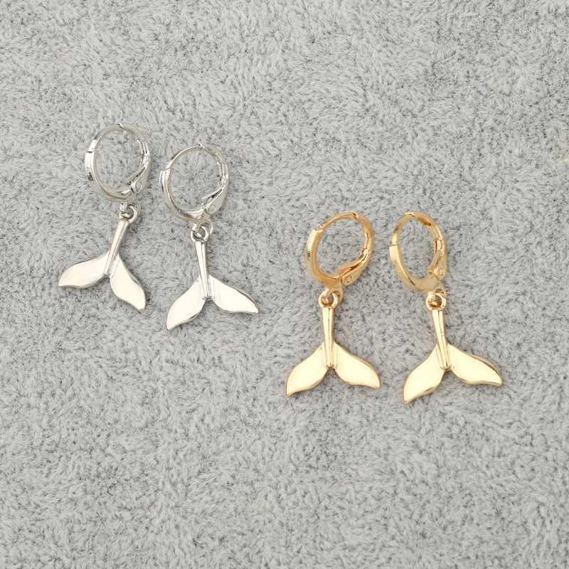 

Hoop & Huggie 1Pair Unique Cute Mermaid Tail Small Earrings For Women Gold Metal Fish Ear Stud Charm Jewelry Gift E6591