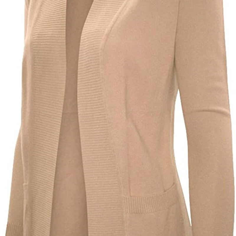 

Cielo Women's Solid Basic Open Front Pockets Knit Sweater Cardigan, White