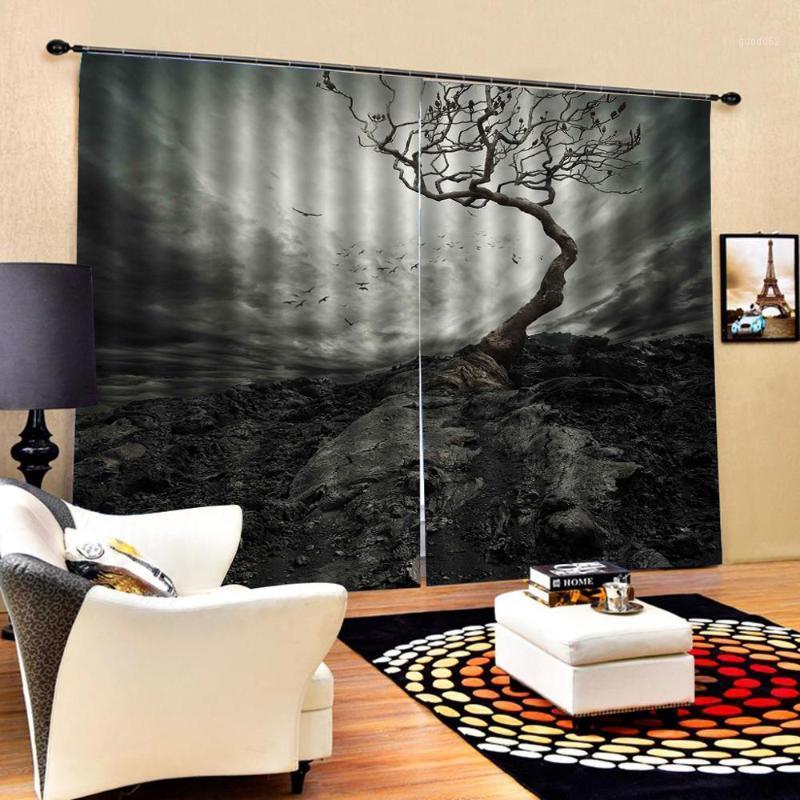 

personality curtains grey scenery curtains Customized size Blackout 3D Window For Living Room1, As pic