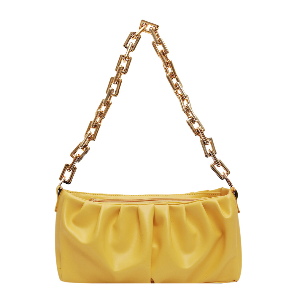 

HBP Creative Women Pleated Tote Bag Classic Texture Delicate Design Pure Color PU Shoulder Portable Fashion Handbag Purses YELLOW, Black