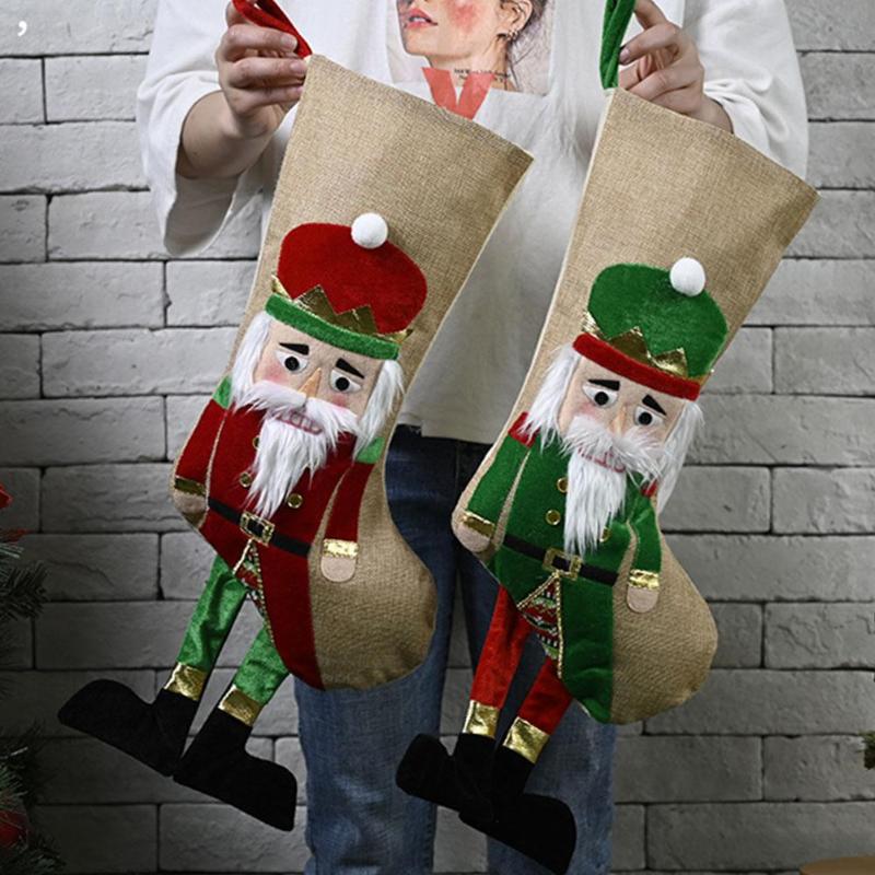 

25x58.5cm Large Stockings Santa Elk Fabric Gift Socks Christmas Lovely Bag For Children Fireplace Tree Christmas Decoration